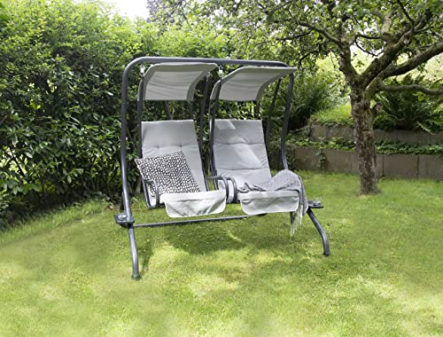 bellavista Hollywoodschaukel 2-Sitzer - Hollywoodschaukel für den Außenbereich - Outdoor - Hollywoodschaukel mit Sonnendach und Polstern - 170x 136x 170cm - Polyester-Auflagen - Stahlrahmen von BELLAVISTA