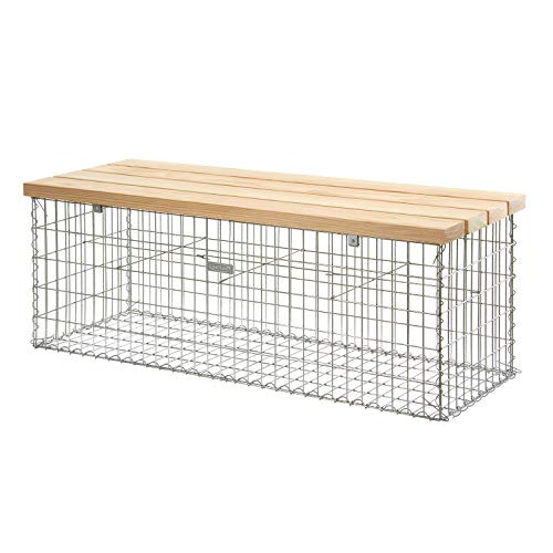 bellissa Gabionenbank - 97153 - Gabionen-Gartenbank ohne Lehne - Garten-Bank, Sitzfläche aus Douglasien-Holz - 155 x 56 x 54 cm von bellissa