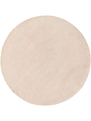 benuta NATURALS Wollteppich Bent Plain Cream ø 150 cm rund - Naturfaserteppich aus Wolle von benuta NATURALS