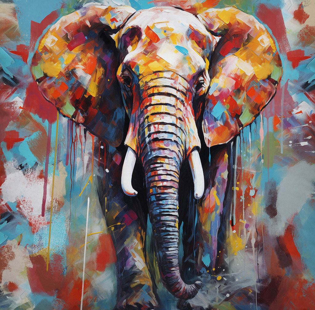 beties Kunstdruck POP-Collection, Elefant (1 St), DIY Gobelin Stoff-Zuschnitt Acryl-Art-Optik ca. 47x47 cm von beties