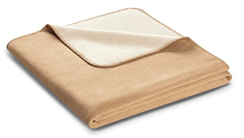 biederlack® samtig-weiche Kuscheldecke aus Baumwolle und Polyacryl I Made in Germany I Öko-Tex I nachhaltig produziert I beige Wohndecke Double Optic in Creme-Natur I Sofa-Decke in 150x200 cm von biederlack