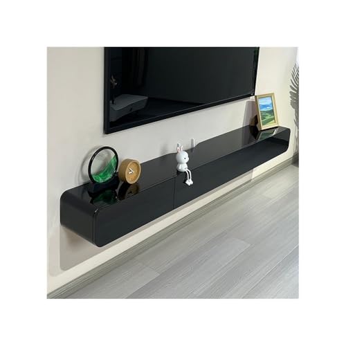 Wandmontierter TV-Schrank, Moderne schwebende TV-Konsole zur Wandmontage mit 2 Schubladen, schmaler schwebender TV-Schrank aus Holz, Entertainment-Center for Stauraum unter dem Fernseher, Weiß/Schwarz Wandmontierter TV-Schrank, Moderne schwebende TV-Konsole zur Wandmontage mit 2 Schubladen, schmaler schwebender TV-Schrank aus Holz, Entertainment-Center for Stauraum unter dem Fernseher, Weiß/Schwarz von birene