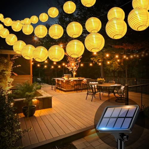 bitjam 18M Solar Lampions Außen Wetterfest, 40 LED Solar Lichterkette Aussen IP65 Wasserdicht, 8 Modi Laterne Solarlichterkette Outdoor für Balkon Garten Terrasse Deko (Warmweiß) von bitjam