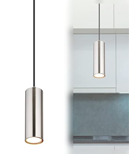 bmf-versand® Pendellampe Esstisch Modern - Hängelampe 1 Flammig Nickel - Hängeleuchte Esszimmer Küche - Pendelleuchte Wohnzimmer Hängend - Fassung GU10 von bmf-versand