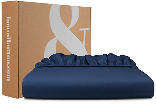 bo&button® Mako Satin Spannbettlaken | Echte Bio Luxusqualität | ALLE GRÖßEN für Matratzen & Boxspringbett Topper | 100% Baumwolle, GOTS & Fairtrade | 180x200 cm, 30 cm Höhe, Navy Blau von bo&button