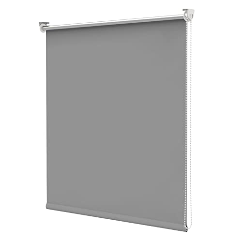 bobodeco Verdunklungsrollo ohne Bohren & mit Bohren, Verdunkelungsrollo Klemmfix, Hellgrau 120x120cm (BxH), Thermorollo Sichtschutz und Sonnenchutz, Rollos Hitzeschutz für Fenster & Tür von bobodeco