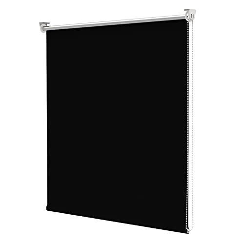 bobodeco Verdunklungsrollo ohne Bohren & mit Bohren, Verdunkelungsrollo Klemmfix, Schwarz 105x120cm (BxH), Thermorollo Sichtschutz und Sonnenchutz, Rollos Hitzeschutz für Fenster & Tür von bobodeco