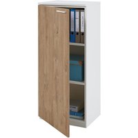 Büroschrank weiß/Wildeiche (Tür links) 40 x 116,3 x 40,3 cm – Büro-Schrank 3 Ordner, Aktenschrank 2 Einlegeböden von boho office