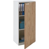 Büroschrank weiß/Wildeiche (Tür rechts) 40 x 116,3 x 40,3 cm – Büro-Schrank 3 Ordner, Aktenschrank 2 Einlegeböden von boho office