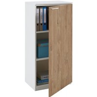 Büroschrank weiß/Wildeiche (Tür rechts) 50 x 116,3 x 40,3 cm – Büro-Schrank 3 Ordner, Aktenschrank 2 Einlegeböden von boho office