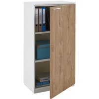 Büroschrank weiß/Wildeiche (Tür rechts) 60 x 116,3 x 40,3 cm – Büro-Schrank 3 Ordner, Aktenschrank 2 Einlegeböden von boho office