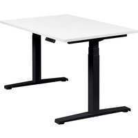 Höhenverstellbarer Schreibtisch "Basic Line", schwarz, Tischplatte 120 x 80 cm weiß, elektrisch höhenverstellbar, Stehschreibtisch, Tischgestell von boho office