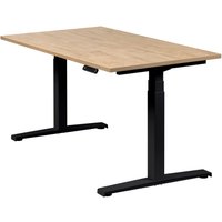 Höhenverstellbarer Schreibtisch "Basic Line", schwarz, Tischplatte 140 x 80 cm Wildeiche, elektrisch höhenverstellbar, Stehschreibtisch, Tischgestell von boho office