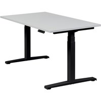 Höhenverstellbarer Schreibtisch "Basic Line", schwarz, Tischplatte 140 x 80 cm lichtgrau, elektrisch höhenverstellbar, Stehschreibtisch, Tischgestell von boho office