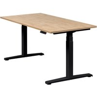 Höhenverstellbarer Schreibtisch "Basic Line", schwarz, Tischplatte 160 x 80 cm Wildeiche, elektrisch höhenverstellbar, Stehschreibtisch, Tischgestell von boho office