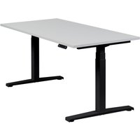 Höhenverstellbarer Schreibtisch "Basic Line", schwarz, Tischplatte 160 x 80 cm lichtgrau, elektrisch höhenverstellbar, Stehschreibtisch, Tischgestell von boho office