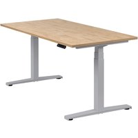 Höhenverstellbarer Schreibtisch "Basic Line", silber, Tischplatte 160 x 80 cm Wildeiche, elektrisch höhenverstellbar, Stehschreibtisch, Tischgestell von boho office