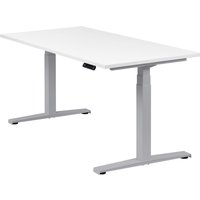 Höhenverstellbarer Schreibtisch "Basic Line", silber, Tischplatte 160 x 80 cm weiß, elektrisch höhenverstellbar, Stehschreibtisch, Tischgestell von boho office