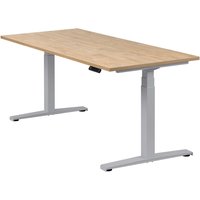 Höhenverstellbarer Schreibtisch "Basic Line", silber, Tischplatte 180 x 80 cm Wildeiche, elektrisch höhenverstellbar, Stehschreibtisch, Tischgestell von boho office