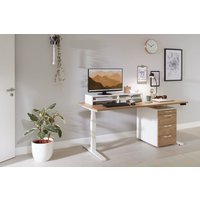 Höhenverstellbarer Schreibtisch "Basic Line", weiß, Tischplatte 140 x 80 cm Wildeiche, elektrisch höhenverstellbar, Stehschreibtisch, Tischgestell von boho office