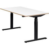 Höhenverstellbarer Schreibtisch "Easydesk", schwarz, Tischplatte 160 x 80 cm weiß, elektrisch höhenverstellbar, Stehschreibtisch, Tischgestell von boho office