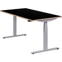 Höhenverstellbarer Schreibtisch "Easydesk", silber, Tischplatte 160 x 80 cm schwarz, elektrisch höhenverstellbar, Stehschreibtisch, Tischgestell von boho office