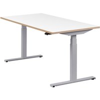 Höhenverstellbarer Schreibtisch "Easydesk", silber, Tischplatte 160 x 80 cm weiß, elektrisch höhenverstellbar, Stehschreibtisch, Tischgestell von boho office