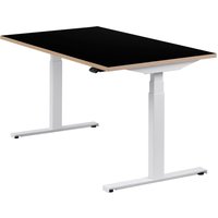 Höhenverstellbarer Schreibtisch "Easydesk", weiß, Tischplatte 140 x 80 cm schwarz, elektrisch höhenverstellbar, Stehschreibtisch, Tischgestell von boho office