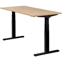 Höhenverstellbarer Schreibtisch "Premium Line", schwarz, Tischplatte 180 x 80 cm Wildeiche, elektrisch höhenverstellbar, Stehschreibtisch, Tischgestell von boho office