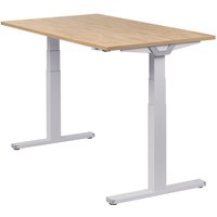 Höhenverstellbarer Schreibtisch "Premium Line", silber, Tischplatte 140 x 80 cm Wildeiche, elektrisch höhenverstellbar, Stehschreibtisch, Tischgestell von boho office