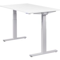 Höhenverstellbarer Schreibtisch "Premium Line", silber, Tischplatte 140 x 80 cm weiß, elektrisch höhenverstellbar, Stehschreibtisch, Tischgestell von boho office