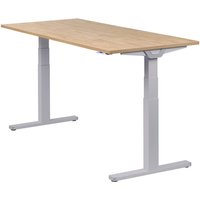 Höhenverstellbarer Schreibtisch "Premium Line", silber, Tischplatte 180 x 80 cm Wildeiche, elektrisch höhenverstellbar, Stehschreibtisch, Tischgestell von boho office