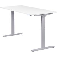 Höhenverstellbarer Schreibtisch "Premium Line", silber, Tischplatte 180 x 80 cm weiß, elektrisch höhenverstellbar, Stehschreibtisch, Tischgestell von boho office