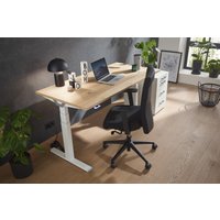 Höhenverstellbarer Schreibtisch "Premium Line", weiß, Tischplatte 140 x 80 cm lichtgrau, elektrisch höhenverstellbar, Stehschreibtisch, Tischgestell von boho office