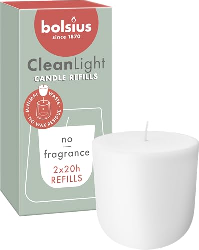 Bolsius - CleanLight Zero Refill - Nachfüllbare Kerze ohne Duft - Nachfüllung - 2 Stücke - Länge Brenndauer 20 Stunden - Enthält Natürliches Pflanzenwachs - Ohne Palmöl von bolsius