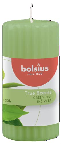 Bolsius True Scents Duftkerze - Grüner Tee Duft - Farbe Grün - Lange Brenndauer von 33 Stunden - Natürliche Extrakte - Dekorative Kerze - Wachs - 12 x 5,8 cm von bolsius