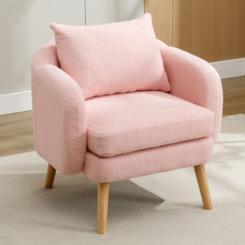 boorbin Moderner Sessel, Schlichter Teddy-Samt-Einzelstuhl mit Kissen, extra Dicker Kissen, einzelner Sofa-Sessel, gepolsterter Freizeit-Stuhl, Massivholz-Beinstuhl boorbin Moderner Sessel, Schlichter Teddy-Samt-Einzelstuhl mit Kissen, extra Dicker Kissen, einzelner Sofa-Sessel, gepolsterter Freizeit-Stuhl, Massivholz-Beinstuhl von boorbin