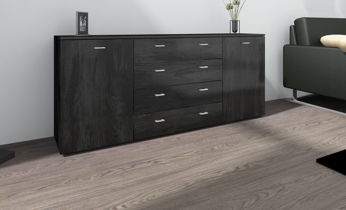 borchardt Möbel Sideboard Scala, Breite 166 cm, höhenverstellbare Einlegeböden, kleine Griffe von borchardt Möbel