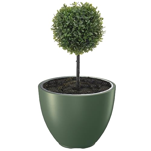 Groß Blumentopf Blumenkübel Topf ⌀ 57cm H:43,5 cm Rund Grün mit Einsatz Pflanztopf Pflanzkübel Terrasse Garten Balkon Stilvoll Modern Elegant Kapazität 56 L Kunststoff Outdoor UV-beständig Indoor von botle