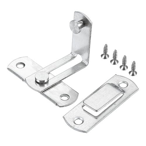 BOWAREPRO 90 Grad Edelstahl Riegel Türschloss Rechtwinkliges Schloss Schnalle Flip Latch Türverriegelung mit 4 Schrauben für Türen Fenster Badezimmer Schrank Möbel Schlafzimmer(Silber) von bowarepro