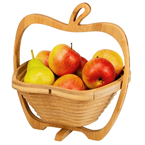 bremermann Faltbarer Obstkorb // Apfel-Design // Bambus // ca. 26,7 x 30 x 22,5 cm (B/H/T) von bremermann