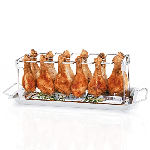 bremermann Hähnchenschenkel-Halter für 12 Keulen oder Chicken Wings, aus Edelstahl, klappbar (inkl. Auffangschale) (1) von bremermann