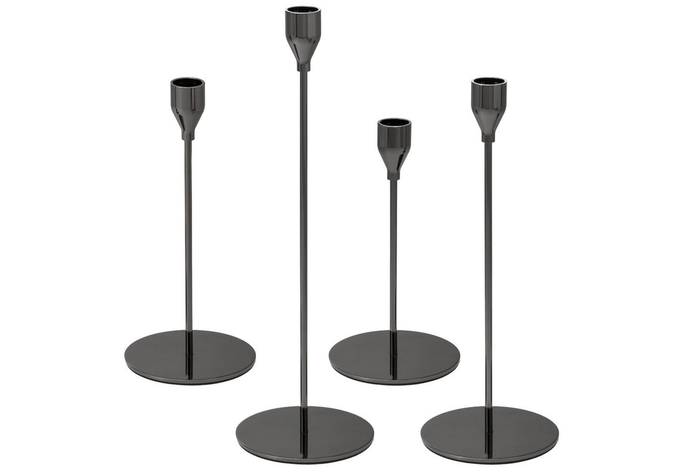 bremermann Kerzenhalter 4er-Set Kerzenhalter, Kerzenständer für Stabkerzen, Metall, schwarz von bremermann