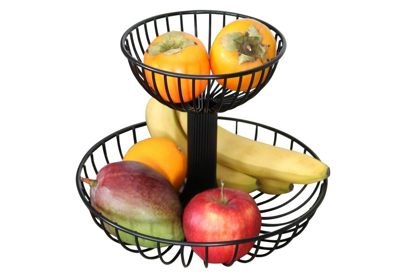 bremermann Obstschale Obst Etagere, Obstschale, Drahtkorb rund, Ø ca. 18 und 30 cm, schwarz von bremermann