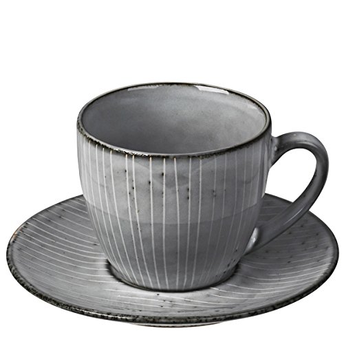 Broste Copenhagen 14533134 Nordic Sea Tasse mit Untertasse, Steinzeug, Blau von broste Copenhagen