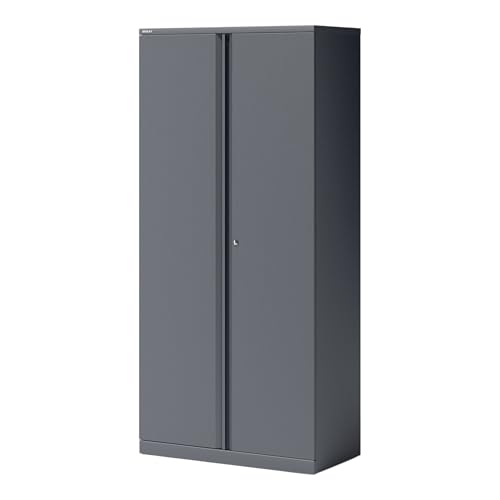 BISLEY Essentials Flügeltürenschrank abschließbar - Stahlschrank mit 3-Punkt-Schloss & Flügeltüren - Aktenschrank aus Metall mit 4 Fachböden für 5 Ordnerhöhen - Farbe: anthrazitgrau BISLEY Essentials Flügeltürenschrank abschließbar - Stahlschrank mit 3-Punkt-Schloss & Flügeltüren - Aktenschrank aus Metall mit 4 Fachböden für 5 Ordnerhöhen - Farbe: anthrazitgrau von bümö