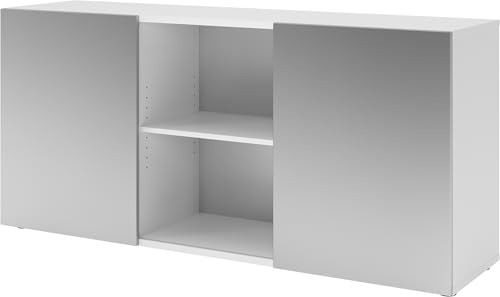 bümö® Büro Sideboard mit Schwebetüren | Büroschrank mit Stauraum für Ordner, Bücher und Material | Aktenschrank in 5 Farben (Weiß/Silber) von bümö