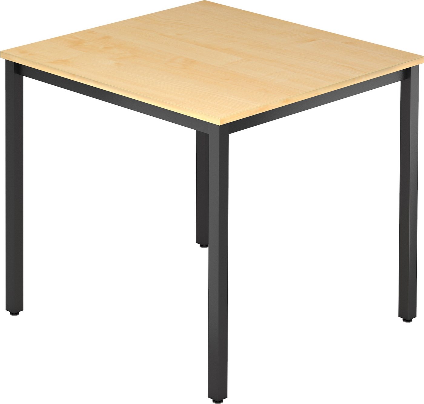 bümö Konferenztisch Besprechungstisch Serie-D - Arbeitshöhe: 72 cm, Quadrat: 80x80 cm - Dekor: Ahorn - Gestell: Vierkantrohr schwarz von bümö