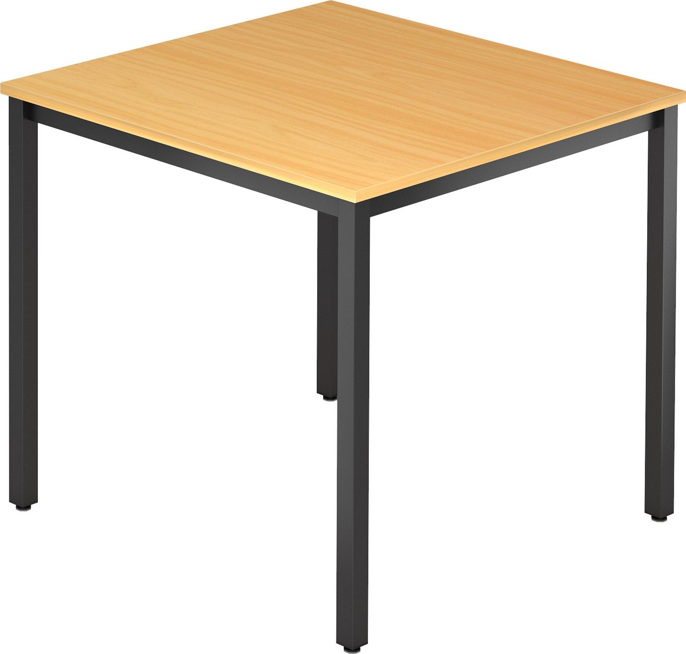 bümö Konferenztisch Besprechungstisch Serie-D - Arbeitshöhe: 72 cm, Quadrat: 80x80 cm - Dekor: Buche - Gestell: Vierkantrohr schwarz von bümö