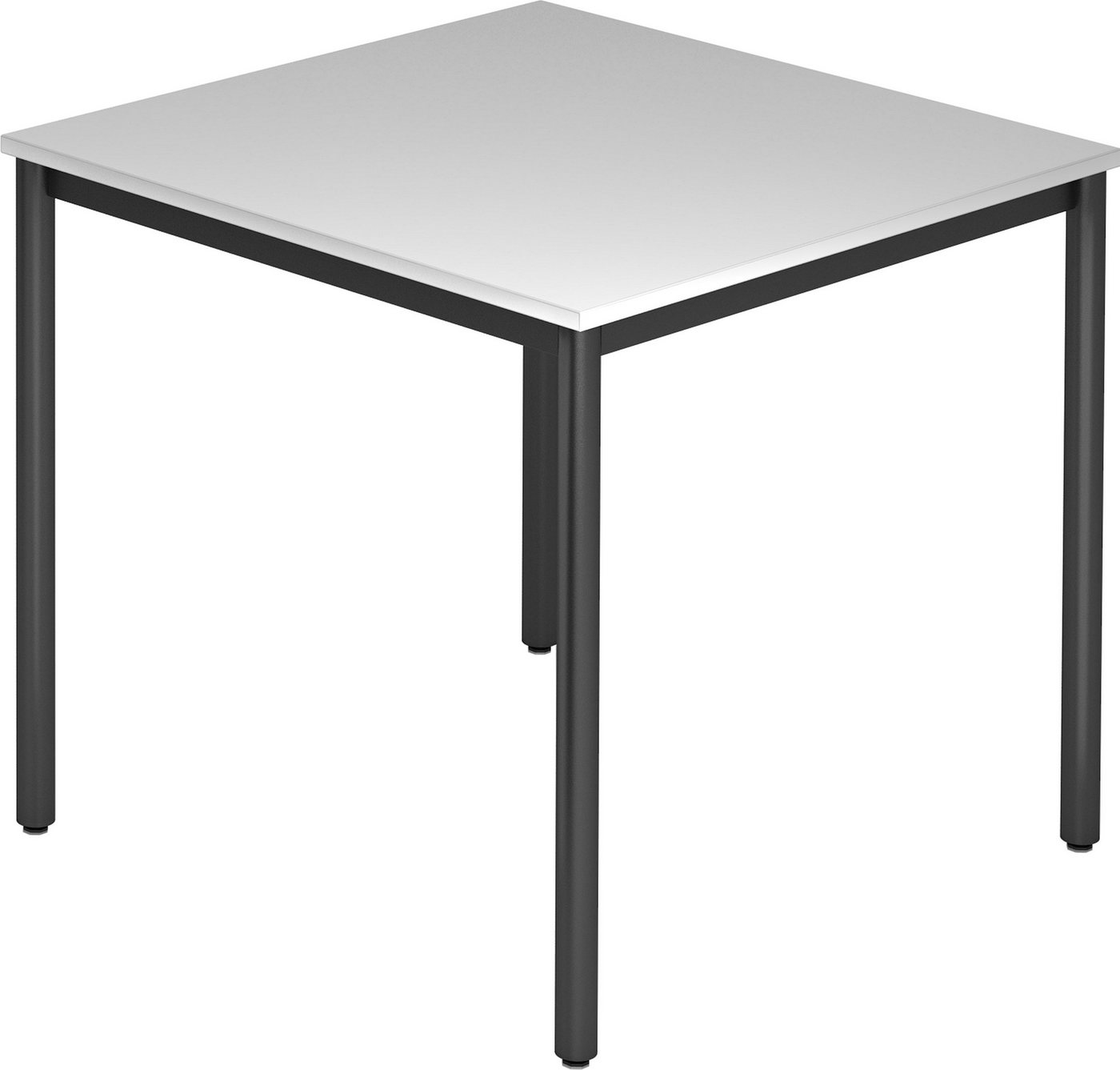 bümö Konferenztisch Besprechungstisch Serie-D - Arbeitshöhe: 72 cm, Quadrat: 80x80 cm - Dekor: Grau - Gestell: Rundrohr schwarz von bümö